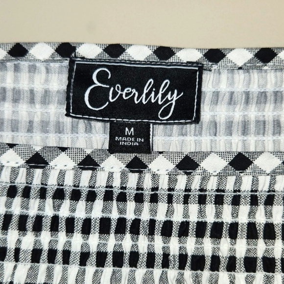 EVERLILY BLACK AND WHITE CHECKERED DRESS SMOCK DETAIL SIZE M NEW WITH TAGS - Picture 5 of 9